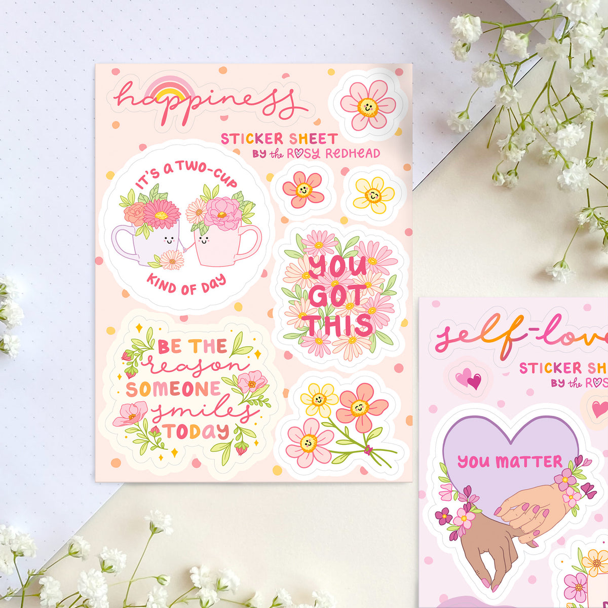 The Rosy Redhead  WATERPROOF STICKERS: Positivity Value Bundle