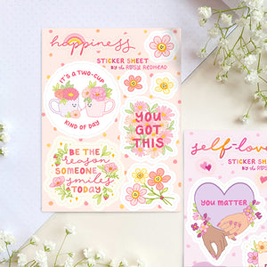 The Rosy Redhead Sticker Sheet Waterproof Happiness