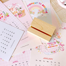 Load image into Gallery viewer, The Rosy Redhead Cute girly Positive Quote 2026 desk calendar-wooden stand