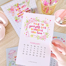 Load image into Gallery viewer, The Rosy Redhead Cute art print Positive Quote 2026 desk calendar