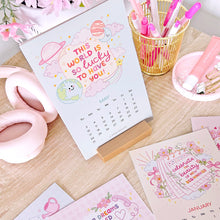 Load image into Gallery viewer, The Rosy Redhead Cute whimsical Positive Quote 2026 desk calendar