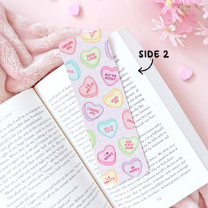 The Rosy Redhead-Bookmark-Cute Pink Candy Heart Love-Book Lover