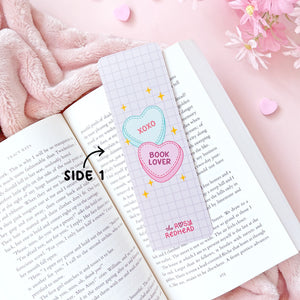 The Rosy Redhead-Bookmark-Cute Pink Candy Heart Love-Book Lover