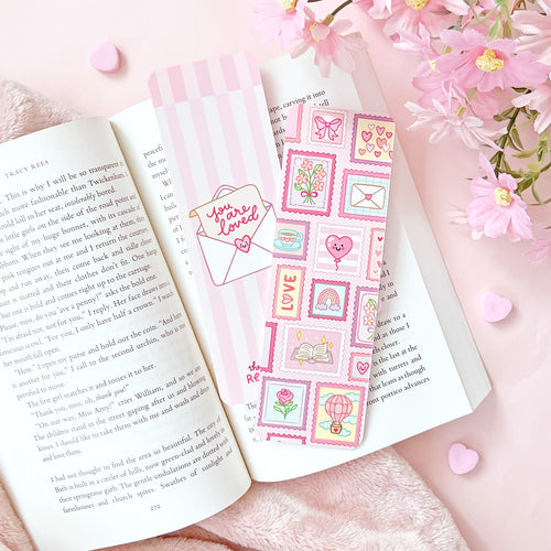 The Rosy Redhead-Cute Positivity Pink Bookmark-You Are Loved-Love Letter