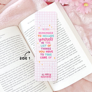 The Rosy Redhead-Cute Self-Care Quote Pink Bookmark-Positive-Reminder
