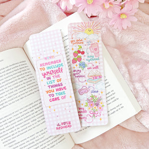 The Rosy Redhead-Cute Self-Care Quote Pink Bookmark-Positive-Reminder