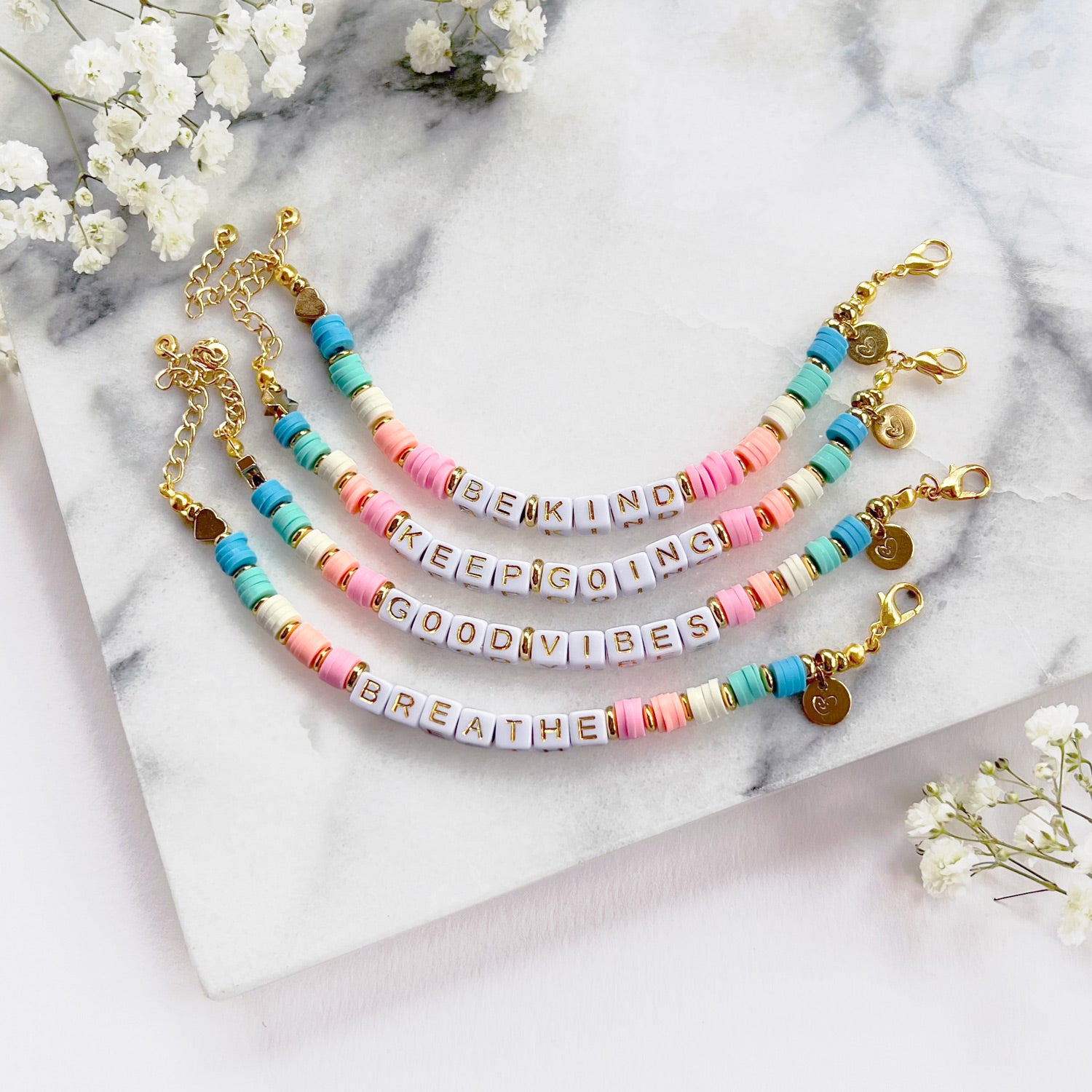 Custom Wording Personalised Pastel Beaded Bracelet