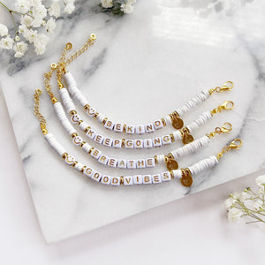The Rosy Redhead Cute Word Bracelet White Gold