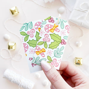 The Rosy Redhead Holiday Gift Tag Cute Christmas Holly Jolly