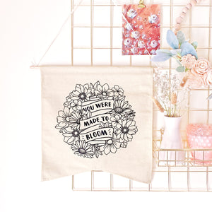 The Rosy Redhead-Hanging Canvas-Floral Bloom Positivity Banner