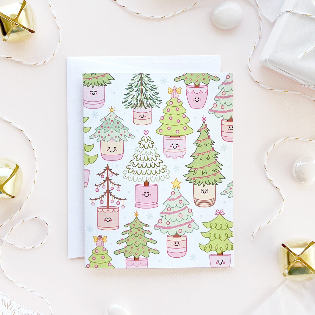 The Rosy Redhead Christmas Tree Holiday Greeting Card Cute Christmas