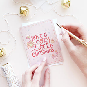 The Rosy Redhead Cozy Christmas Holiday Greeting Card Cute