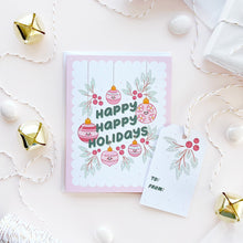 Load image into Gallery viewer, The Rosy Redhead Happy Holidays Christmas Greeting Card and Cute Gift Tag