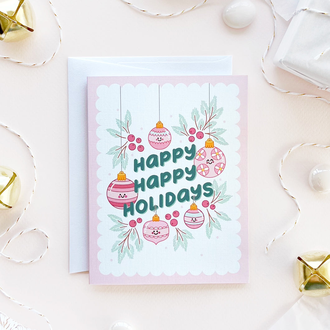The Rosy Redhead Happy Holidays Christmas Greeting Card Cute