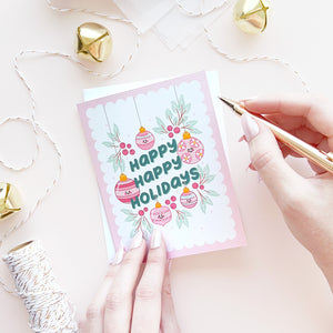 The Rosy Redhead Happy Holidays Christmas Greeting Card Cute