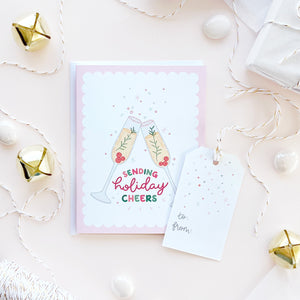 The Rosy Redhead Holiday Cheers Christmas Greeting Card and Cute Gift Tag