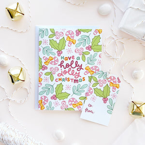 The Rosy Redhead Holly Jolly Christmas Greeting Card Cute