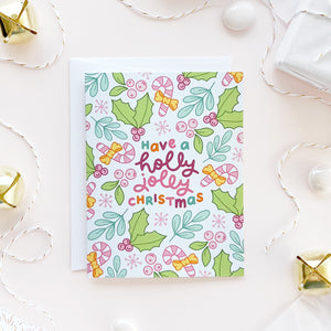 The Rosy Redhead Holly Jolly Christmas Greeting Card Cute