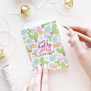 The Rosy Redhead Holly Jolly Christmas Greeting Card Cute