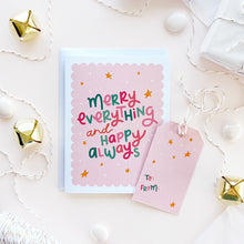 Load image into Gallery viewer, The Rosy Redhead Merry Everything Christmas Greeting Card and Cute Gift Tag