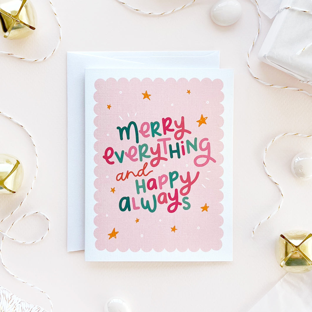 The Rosy Redhead Merry Everything Christmas Greeting Card Cute