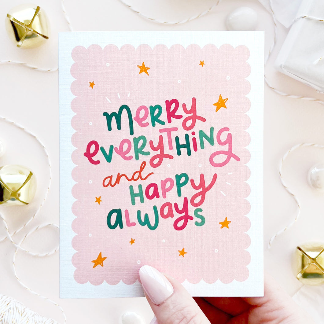 The Rosy Redhead Merry Everything Christmas Greeting Card Cute