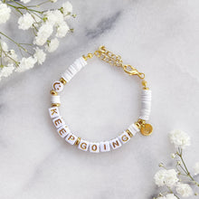 Load image into Gallery viewer, The Rosy Redhead Cute Positive Reminder Bracelet Accessory Keep Going White