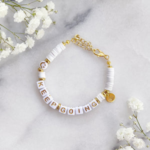 The Rosy Redhead Cute Positive Reminder Bracelet Accessory Keep Going White