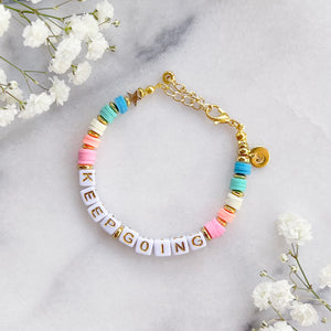 The Rosy Redhead Cute Positive Reminder Bracelet Accessory Keep Going Rainbow