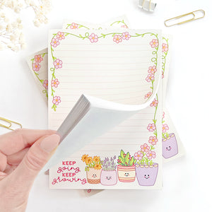 The Rosy Redhead-Cute plant lined notepad stationery