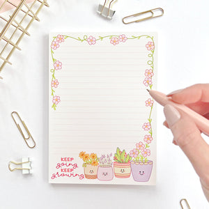 The Rosy Redhead-Cute plant lined notepad stationery