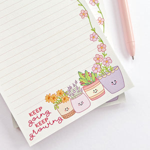 The Rosy Redhead-Cute plant lined notepad stationery