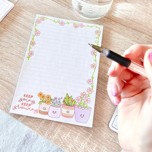 The Rosy Redhead-Cute plant lined notepad stationery