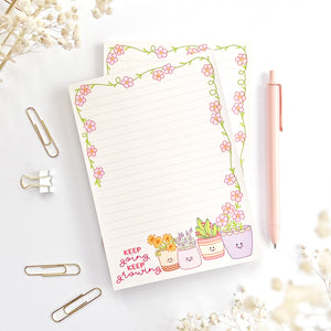 The Rosy Redhead-Cute plant lined notepad stationery