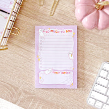 Load image into Gallery viewer, The Rosy Redhead So Much To Boo Spooky Cute Halloween Fall Notepad