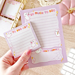 The Rosy Redhead So Much To Boo Spooky Cute Halloween Fall Notepad and Sticky notes