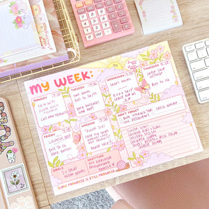 The Rosy Redhead Weekly Cute Happy Notepad Planner
