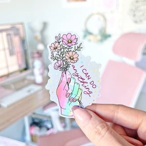 The Rosy Redhead-Waterproof Floral motivational Sticker-I can do anything