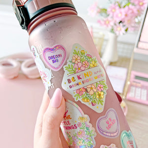 The Rosy Redhead-Sticker Sheet-Cute Candy Heart Positive waterproof stickers-Sweet Words