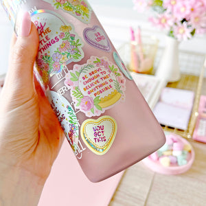 The Rosy Redhead-Sticker Sheet-Cute Candy Heart Positive waterproof stickers-Sweet Words