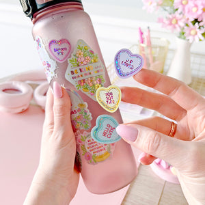The Rosy Redhead-Sticker Sheet-Cute Candy Heart Positive waterproof stickers-Sweet Words