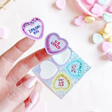 Load image into Gallery viewer, The Rosy Redhead-Sticker Sheet-Cute Candy Heart Positive waterproof stickers-Sweet Words