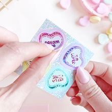 Load image into Gallery viewer, The Rosy Redhead-Sticker Sheet-Cute Candy Heart Positive waterproof stickers-Sweet Words