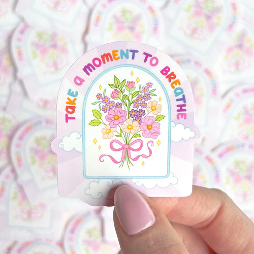 The Rosy Redhead Take A Moment To Breathe Waterproof Sticker