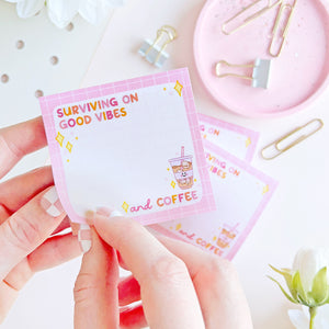 The Rosy Redhead Cute Sticky Notes Pink Stationery Coffee