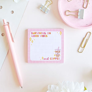 The Rosy Redhead Cute Sticky Notes Pink Stationery Coffee