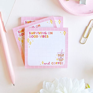 The Rosy Redhead Cute Sticky Notes Pink Stationery Coffee