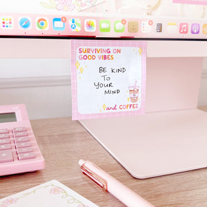 The Rosy Redhead Cute Sticky Notes Pink Stationery Coffee