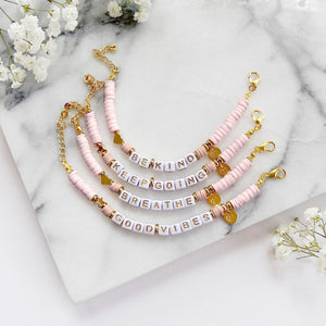 The Rosy Redhead Cute Word Bracelet Pink