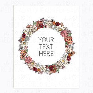 The-Rosy-Redhead-Art-Print-Floral Wreath-Custom-Fall Decor